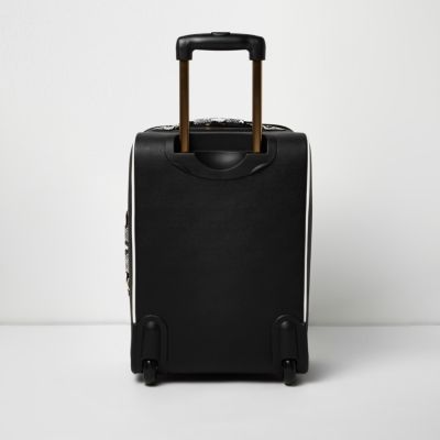 Black quilted snake print cabin suitcase